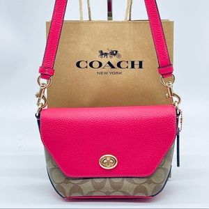 Coach Pink and Tan Crossbody Bag